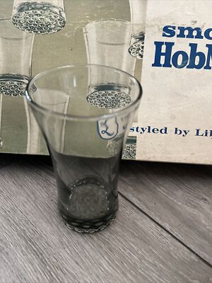 Vintage Libbey  Glasses Smoke Hobnob MCM  15OZ. GLASSES SET (8) NIB
