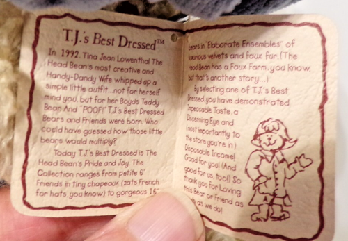 Boyds Gen-Yoo-Wine Bear T.J's Best Dressed CLAUDETTE PRISSYPUSS - Style #912094 - Picture 4 of 5