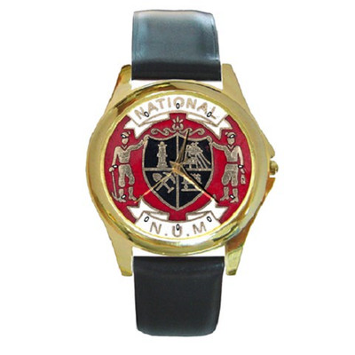 NUM MINERS GOLD RUNDE UNISEX UHR - Lederband toller Geschenkartikel MINE WORKER