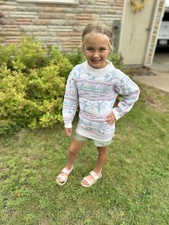 Vintage Cat Sweater Youth Size Small Blue Pink Possibly Rose Brand Grandma Core