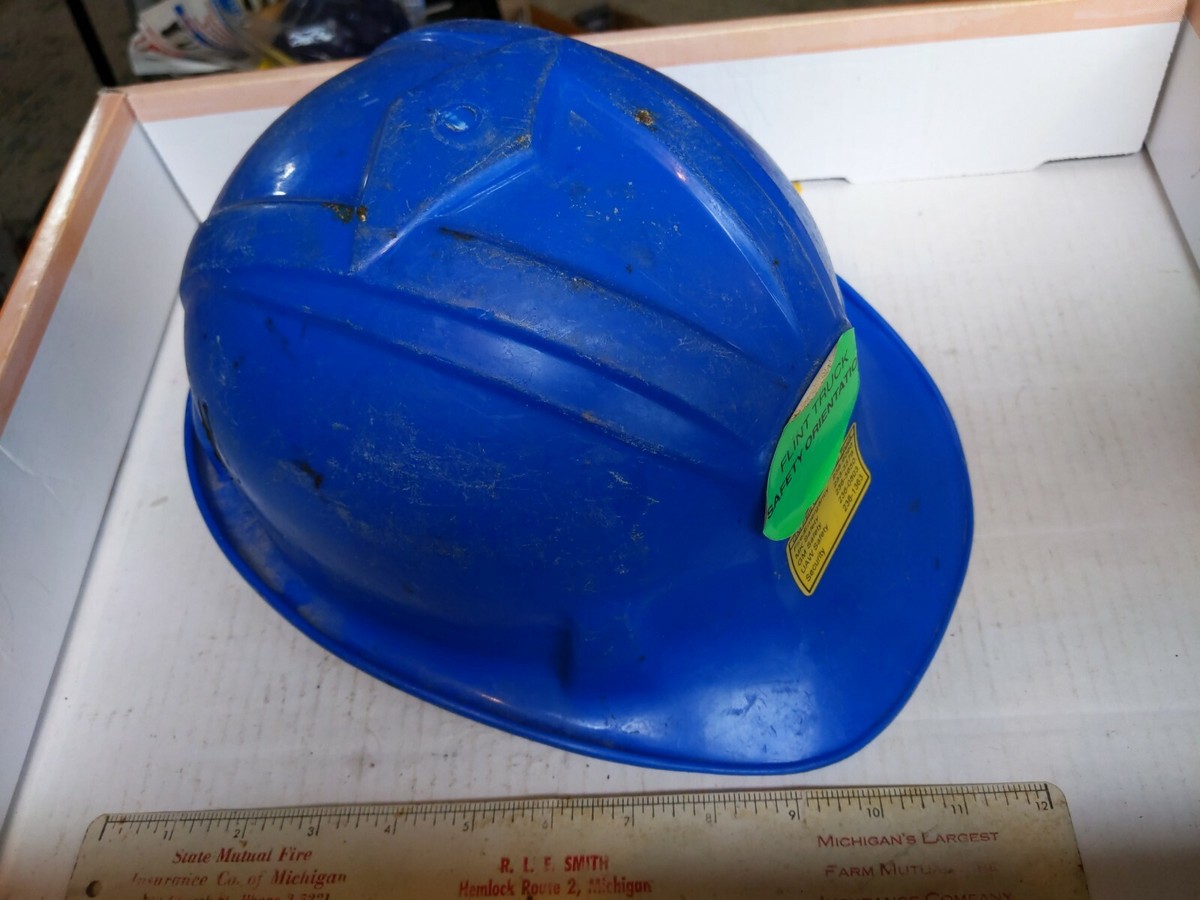 VINTAGE apex blue HARD HAT poly gaurd Flint truck bus Gm UAW safety  factory