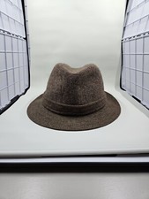 Vintage Kangol Design Tweed Brown Fedora Hat Cap