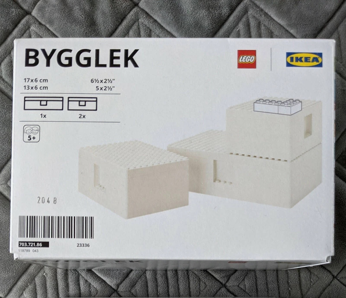 BYGGLEK LEGO® box with lid, set of 3, white - IKEA