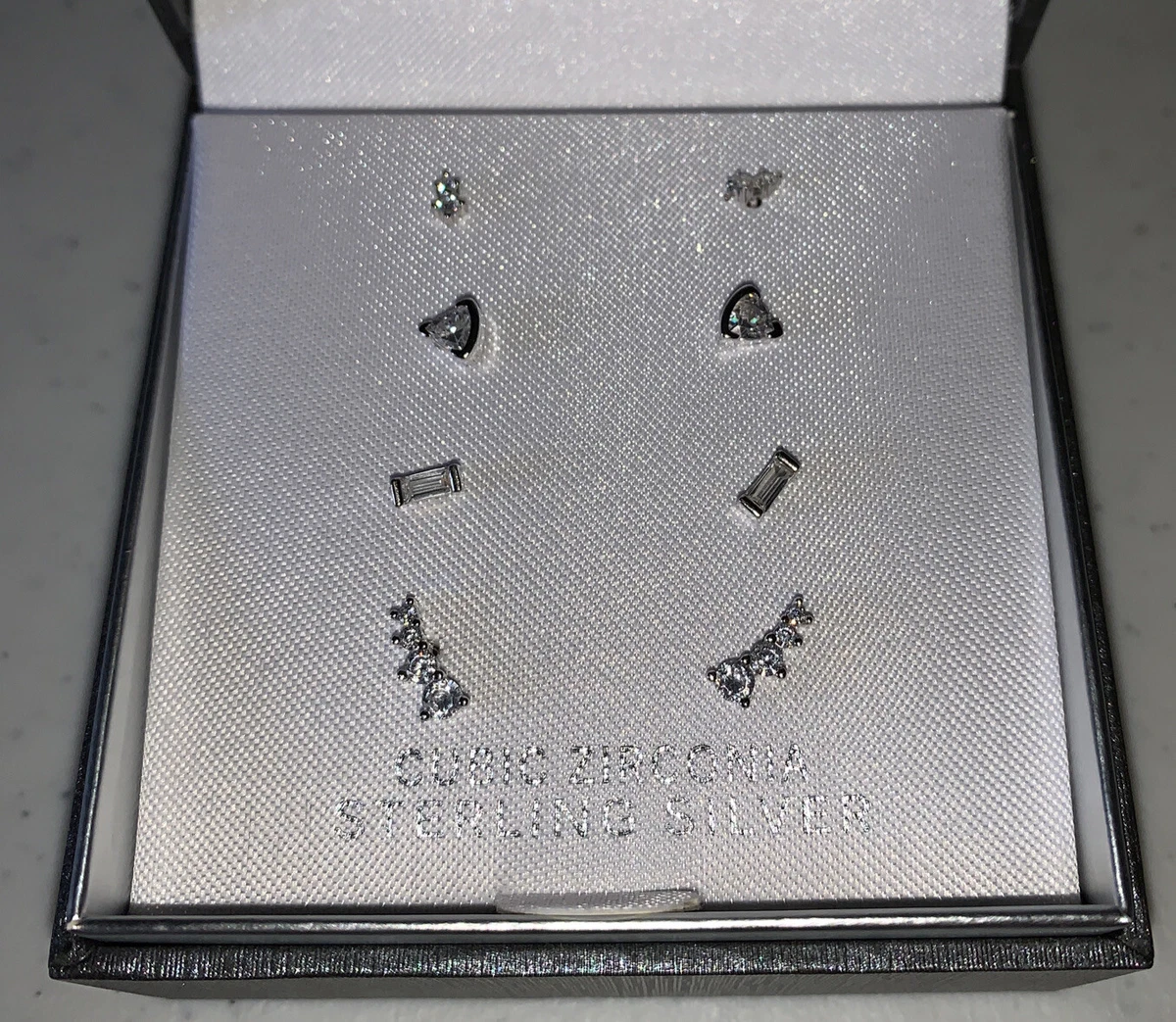 Primrose Stud Earrings Sterling Silver Cubic Zirconia New Kohls eBay