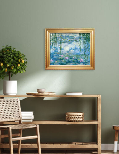Water Lilies 1916-1919 Claude Monet Solid Wood Framed Canvas Wall Art 25" x 21" - Picture 3 of 7