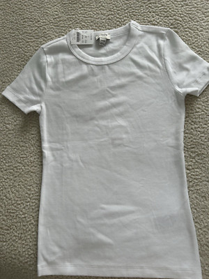 J.Crew 2X2 Short Sleeve Rib Knit Crew Neck Tee White Size XXS #CH437