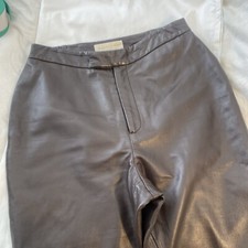 Vintage Margaret Godfrey Brown Leather Pants Womens Size 14 Straight Leg