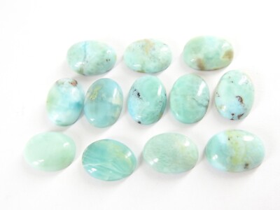 Larimar Cabochon Smooth Polished Oval Shape 12 Piece Lot 16X12MM Natural Stone