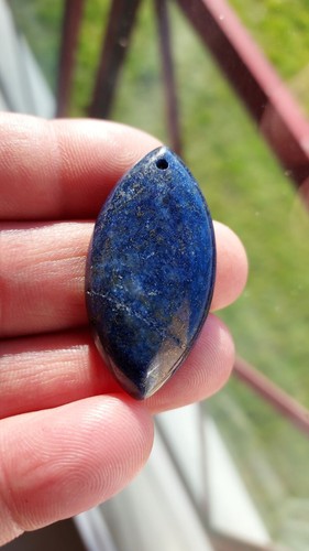 Pendentif Rond En Jaspe Bleu Et Doré - Diamètre 4 Cm - Modèle 3171 - Neuf Sans Emballage