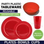 Party Plastic Plate Red 230mm Dinner Picnic Round Bowls Catering Cups Xmas AU