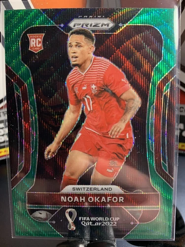 NOAH OKAFOR: 2022 Panini Prizm World Cup RC⚽️GREEN WAVE🔥Switzerland Parallel