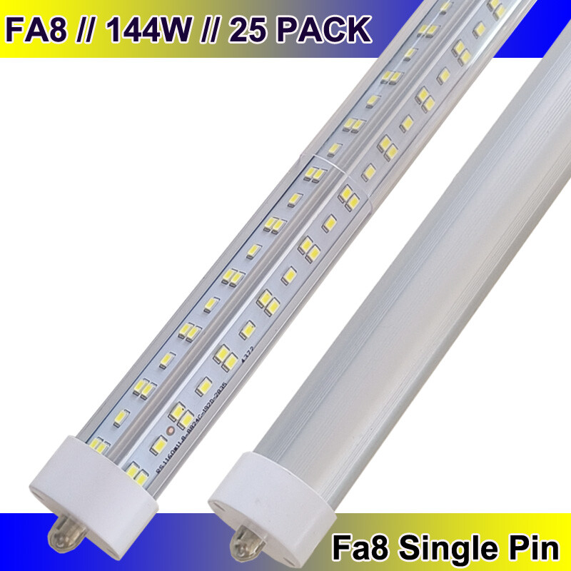 25PC T8 8FT Led Tube Light Bulbs FA8 Single Pin 144W 8Foot Led Shop Light 6500K