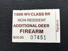 ICOLLECTZONE  US West Virginia Non-Resident 1986 Deer Hunting VF NH