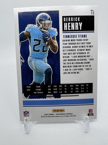 DERRICK HENRY 2020 Panini Contenders Season Ticket #11 Tennessee Titans - Afbeelding 2 van 4