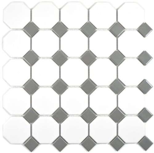 Keramikmosaik  weiß metall Fliesenspiegel Dusche Küche 13-0122 | 10 Mosaikmatten - Bild 1 von 4