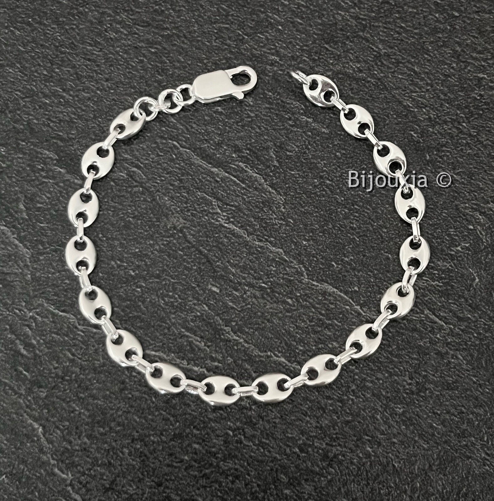 925 Silver Coffee Bean Bracelet - 21cm Unisex Chain Jewelry