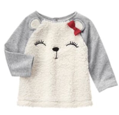 Haut Bébé Gymboree Manches Longues Motif Ours Flou - Taille 6-12 Mois - Neuf Avec étiquette - Collection Holiday