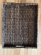 Wicker serving tray with Wood handles