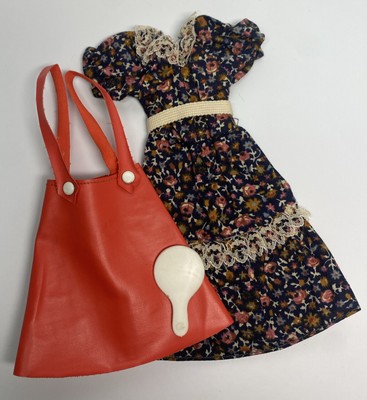 Vintage Sindy Doll Lot Floral Dress Red Vinyl Jumper Hand Mirror
