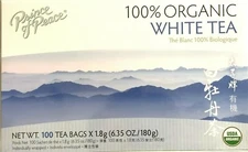 1 Box, Prince of Peace 100% Organic White Tea, 6.35 Oz / 180g - 100 Tea Bags