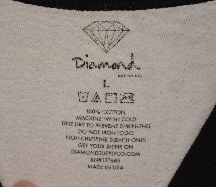 nz様 Diamond Supply Co. Men's Skateboarding T-Shirt Large 3/4 Sleeve