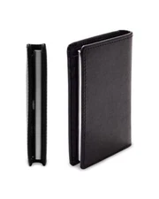 Mens Minimalist RFID Duofold Wallet with Metal Pop Up Card Case, Black, One Size