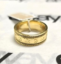NEW MICHAEL KORS GOLD TONE MONOGRAM,CRYSTALS,LOGO,BRASS RING,BAND - MKJX0034