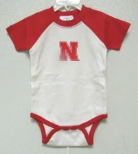 NCAA Nebraska Cornhuskers Red N Ragan Contrast Creeper 6-12M 2 Feet Ahead #207