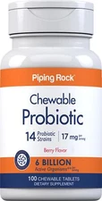 Probiotic Tablets for Women and Men | 17mg | 100 Chewables | by Piping Rock