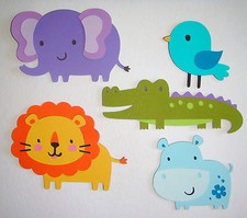 Cute Animals Safari Hippo Crocodile Lion Die Cut Paper Scrapbook Embellishment