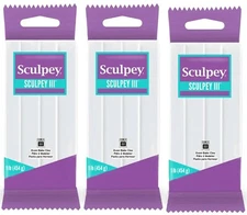 Sculpey III Polymer Clay 3 lbs Lot of Three 1 lb White Blocks Oven Bake Clay