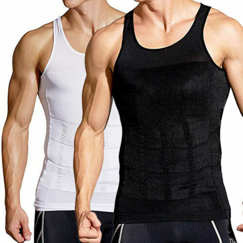 Men's Fashion Compression T-Shirt Body Shaper Crew Neck Muscle Workout Tank Top - Picture 11 of 39