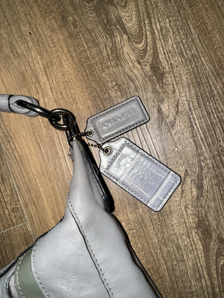 Coach Kristin Spectator Gray Leather Croc Embossed Trim Hobo Shoulder Bag EUC - Image 2 of 4