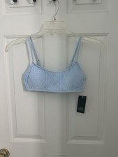 Wild Fable Women's Size Small Smocked Bralette Bikini Top Light Blue Bra NWT