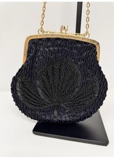 Vintage Beaded Evening Bag Purse w/ Kiss Lock  Chain Hand Made in Hong Kong
