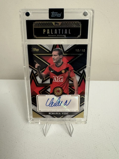 Nemanja Vidic Auto 10/10 Original Gemstone Topps Manchester United Palatial 25/26