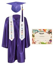 Kindergarten Graduation Cap Gown Stole Package with 2025 Tassel Certificate