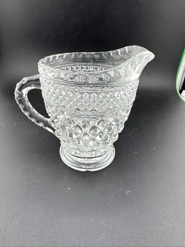 Vintage Wexford Anchor Hocking Glass Creamer Diamond Point Criss-Cross Pattern