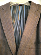 Kroon Mens Size 40R Lightweight Linen/Cotton Brown Blazer with leather elbows