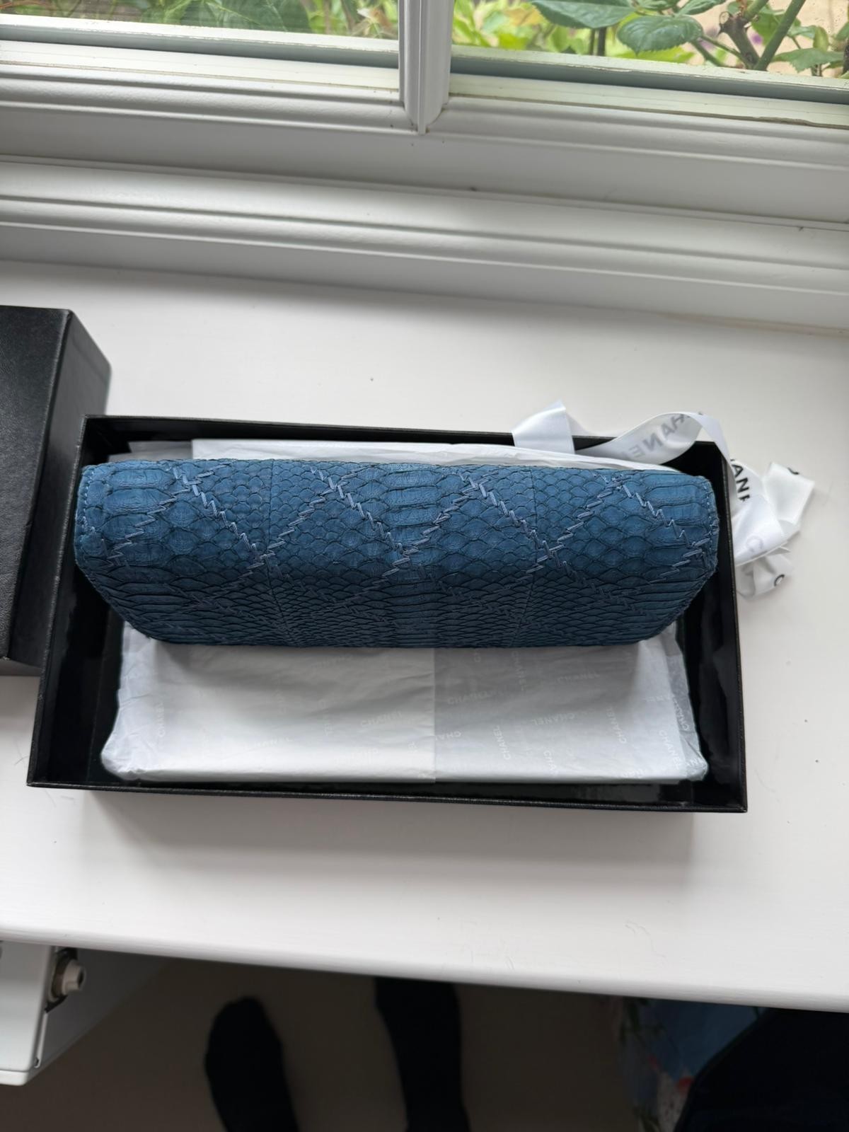 Chanel Blue Python East West Flap Clutch Bag image 8