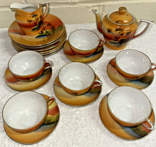 Vintage Noritake Child  s  TREE IN THE MEADOW WINDMILL  Tea Set Pre WW 2  20 PCS