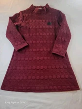 Y-3 Yohji Yamamoto MOCK Neck Tunic Mini Dress Womens MEDIUM Burgundy Red Quilted