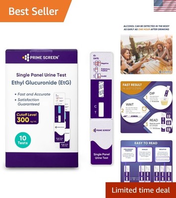 Alcohol ETG Urine  10 Pack - at Home Rapid Testing Dip Card Kit - 80 Hour Low...