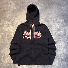 Y2K Aeropostale Navy Blue Zip Up Hoodie Jacket Pink Logo Script Women's Size S