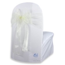 50 pcs Organza Chair Cover Bow Sash 108"x8" - Ivory - Wedding Party Banquet lf