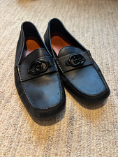 Gucci Men’s Havel Interlocking G Leather Drivers Black Shoes Size US 12