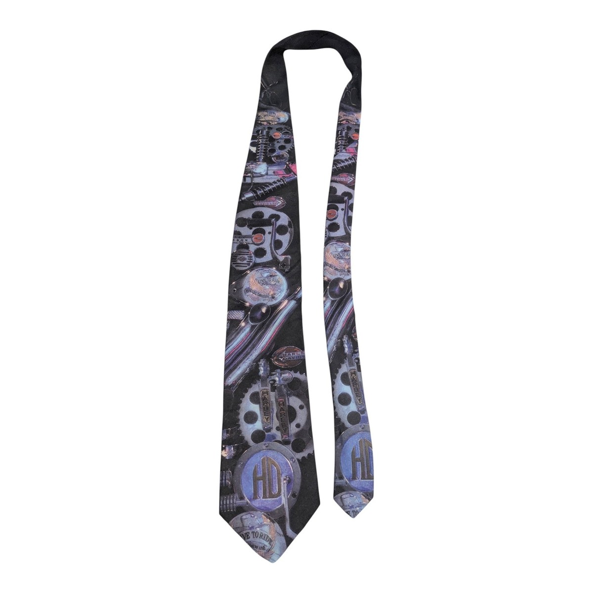 Harley-Davidson Harley Parts Graphic Design Necktie Vintage 1994 USA Made View 2