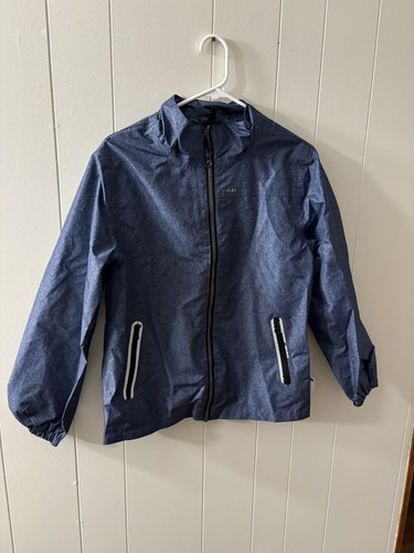 Play tech 12 Boys Lightweight Jacket Denim Blue Zip No Hood Rain Coat H2 - Picture 2 of 8
