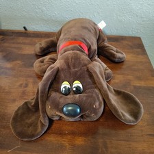 2019 Pound Puppies Dark Brown Red Collar 18  Stuffed Dog Plush Toy Pre-Named