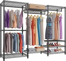 V5 Portable Closet Wardrobe Heavy Duty Clothes Rack, Freestanding Clothing Rack 